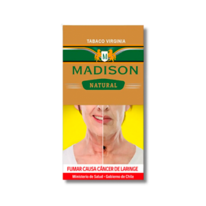 MADISON - Natural (45 g). Tabaco para enrolar sabor Virginia en La Nave Espacial Growshop Puerto Montt. Producto para mayores de 18 años. Descripción de MADISON - Natural (45 g) • Una combinación de diferentes tipos de tabaco, ideal para las preferencias de sabor del mercado chileno. Características de MADISON - Natural (45 g) • Marca: MADISON • Sabor: Natural • Cantidad: 45 g • Uso: Tabaco para enrolar • Fabricante: Montepaz • País de origen: Uruguay Sobre Montepaz • Se produce en MONTEPAZ una empresa uruguaya que abrió sus operaciones en el año 1880. Esta empresa se encarga desde la Plantación y Cosecha del Tabaco hasta la elaboración del empaquetado final, conservando así el control absoluto de la producción y asegurando la invariable calidad de sus productos a través del tiempo. • Esta empresa es dueña de las marcas CERRITO, ARK ROYAL, MADISON y TORO. Links de interés • Revisa todos los productos MADISON disponibles en La Nave Espacial. • Entérate de los planes de invasión de La Nave Espacial en su Instagram. Advertencia • Producto sólo para personas mayores de 18 años. • Recuerda que está prohibido fumar en todo espacio cerrado que sea un lugar accesible al público o de uso comercial colectivo, independientemente de quien sea el propietario o de quien tenga derecho de acceso al lugar; En playas de mar, de río o lago: Otros lugares definidos por la ley de tabacos. La Nave Espacial Growshop - Smokeshop - Semillas Puerto Montt