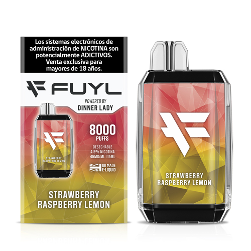 FUYL - Vaper 4.5% Nicotina 15 ml 8.000 puff (Frutilla Frambuesa Limón) - Imagen 3